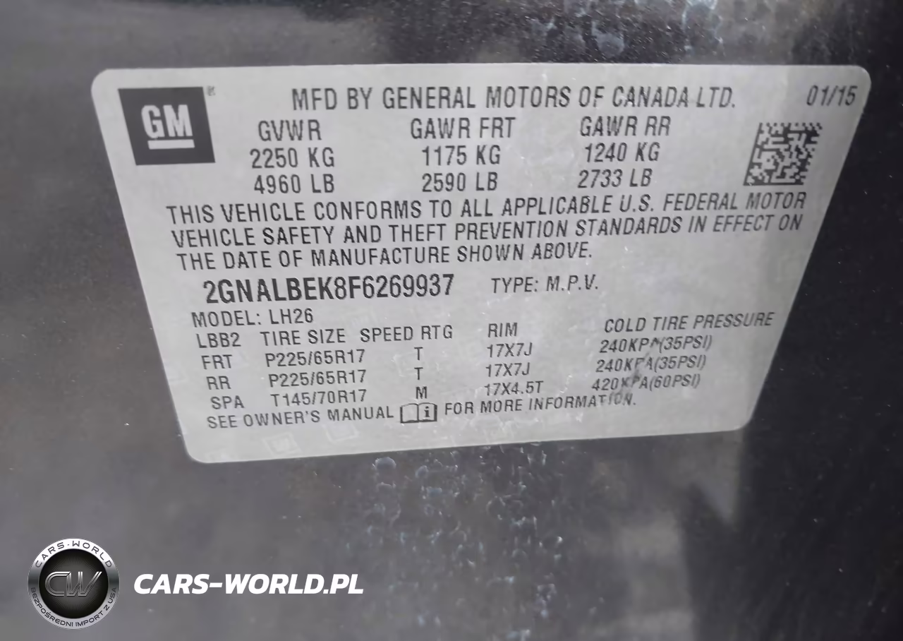 2015 Chevrolet Equinox Lt VIN:2GNALBEK8F6269937 - 9
