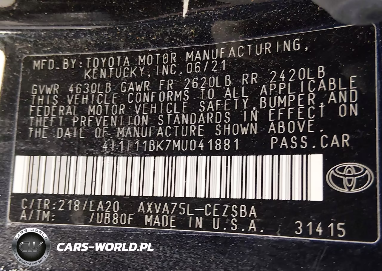2021 Toyota Camry Se VIN:4T1T11BK7MU041881 - 9