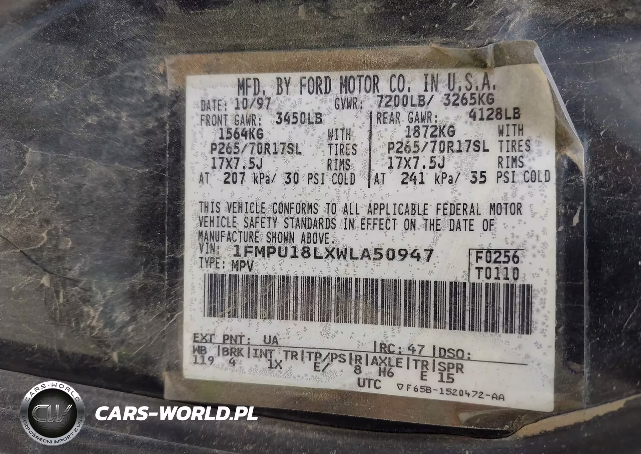 1998 Ford Expedition Eddie Bauer-Xlt VIN:1FMPU18LXWLA50947 - 9