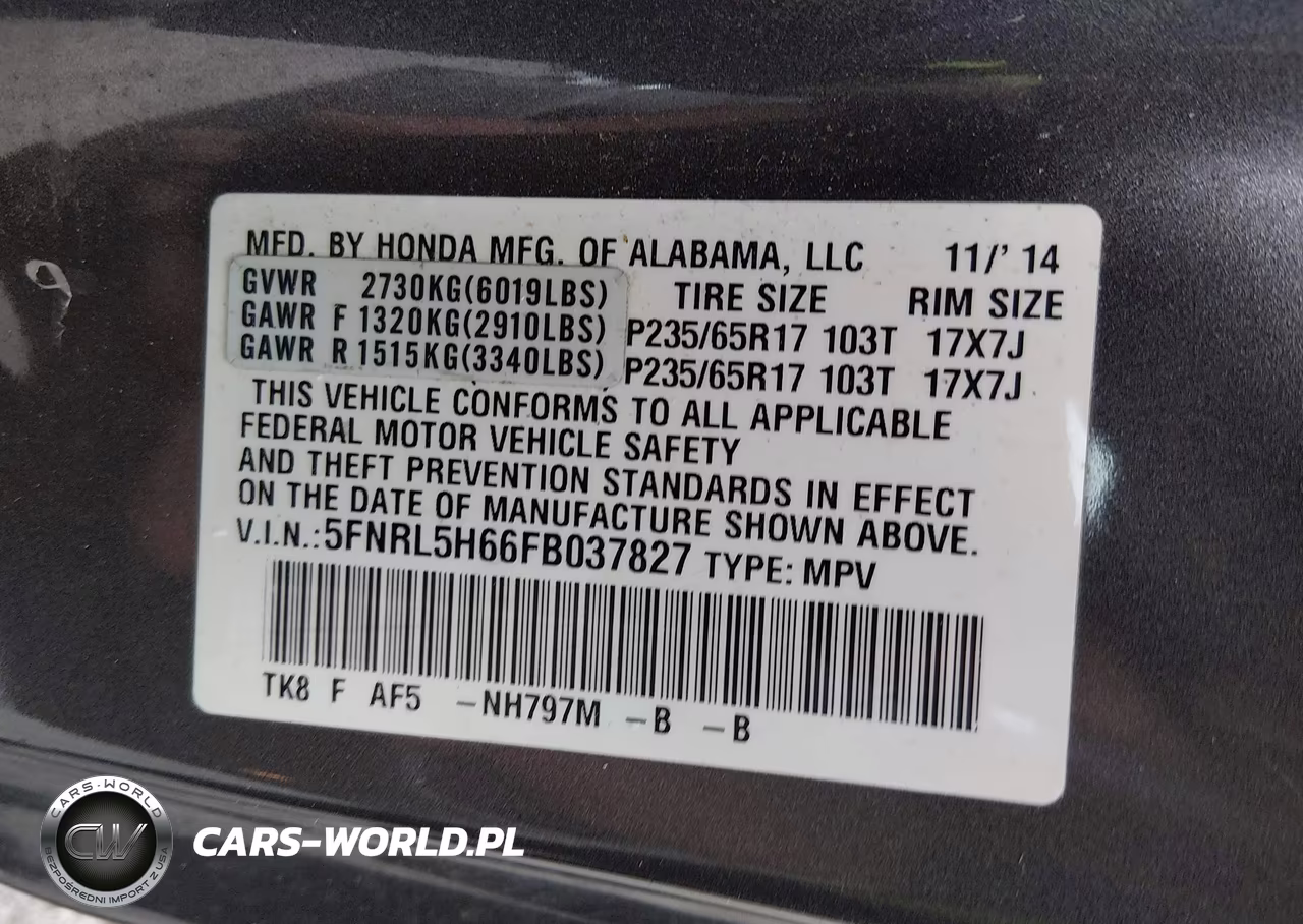 2015 Honda Odyssey Ex-L VIN:5FNRL5H66FB037827 - 9