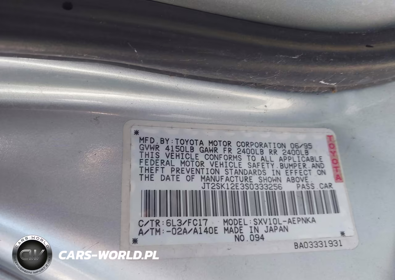 1995 Toyota Camry Le VIN:JT2SK12E3S0333256 - 9