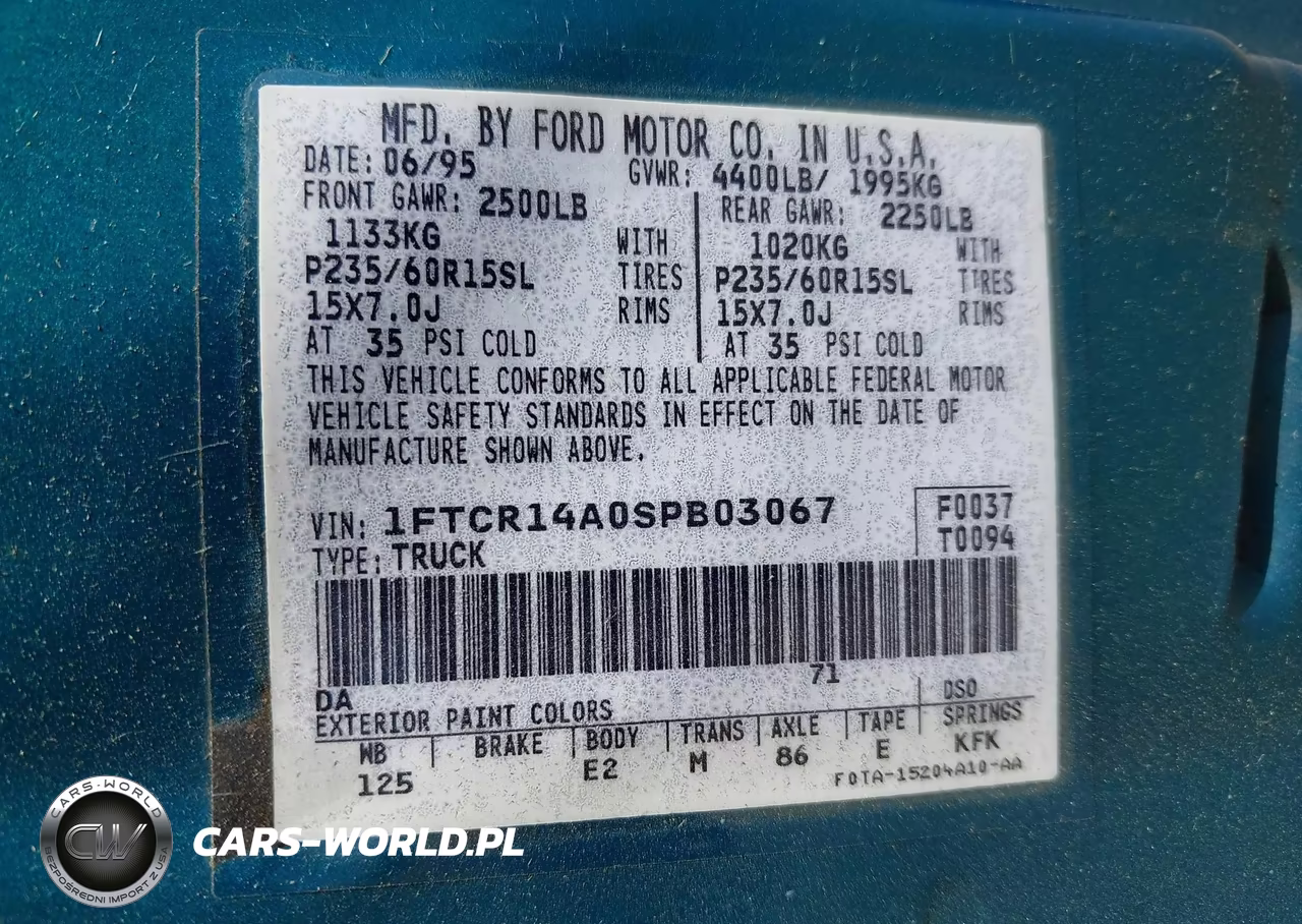 1995 Ford Ranger Super Cab VIN:1FTCR14A0SPB03067 - 9