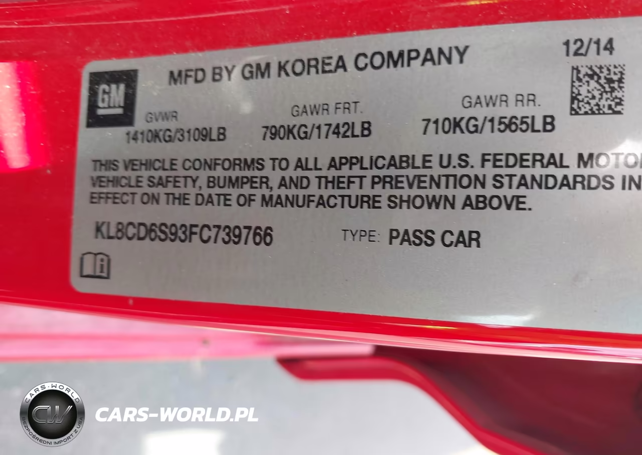2015 Chevrolet Spark 1Lt Cvt VIN:KL8CD6S93FC739766 - 9