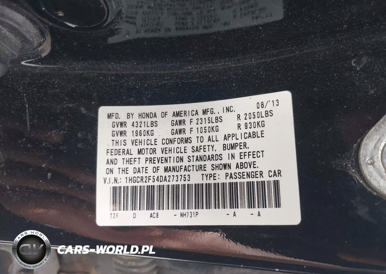 2013 Honda Accord Sport VIN:1HGCR2F54DA273753 - 9