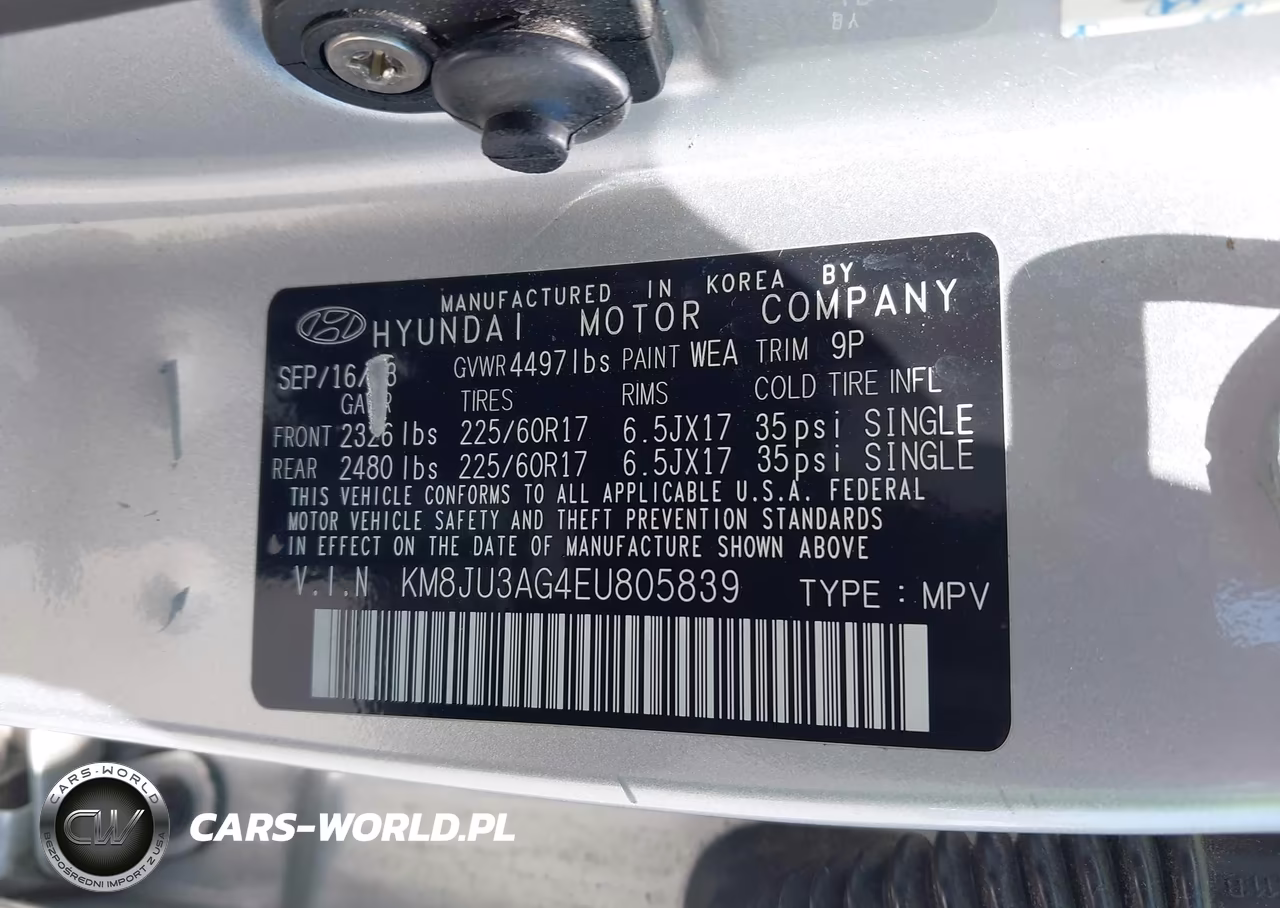 2014 Hyundai Tucson Se VIN:KM8JU3AG4EU805839 - 9