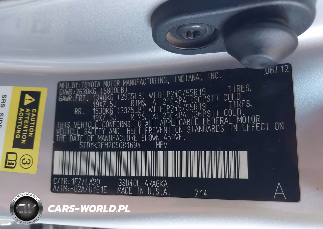 2012 Toyota Highlander Limited V6 VIN:5TDYK3EH2CS081694 - 9