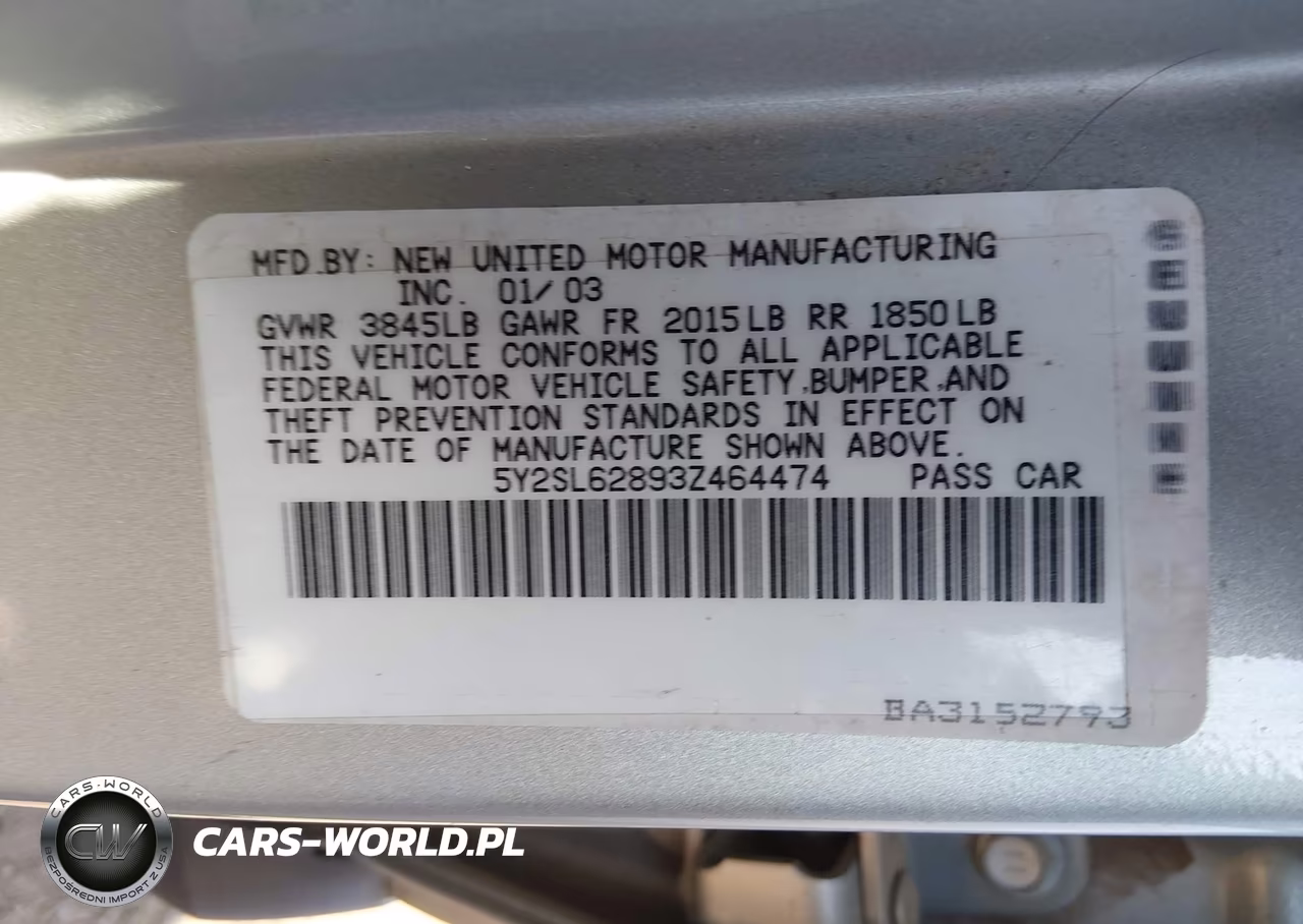 2003 Pontiac Vibe VIN:5Y2SL62893Z464474 - 9