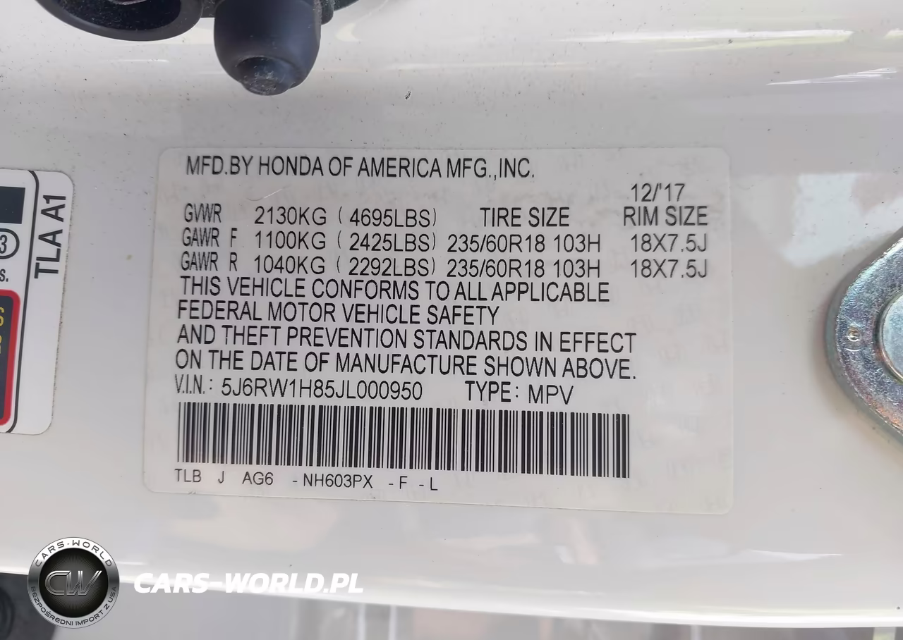2018 Honda Cr-V Ex-L-Ex-L Navi VIN:5J6RW1H85JL000950 - 9