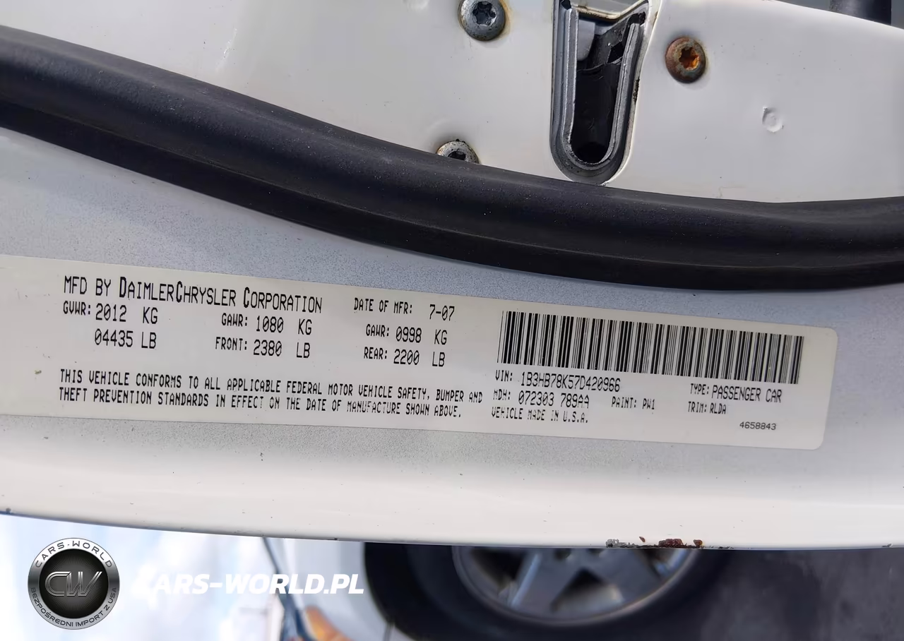 2007 Dodge Caliber R-T VIN:1B3HB78K57D420966 - 9
