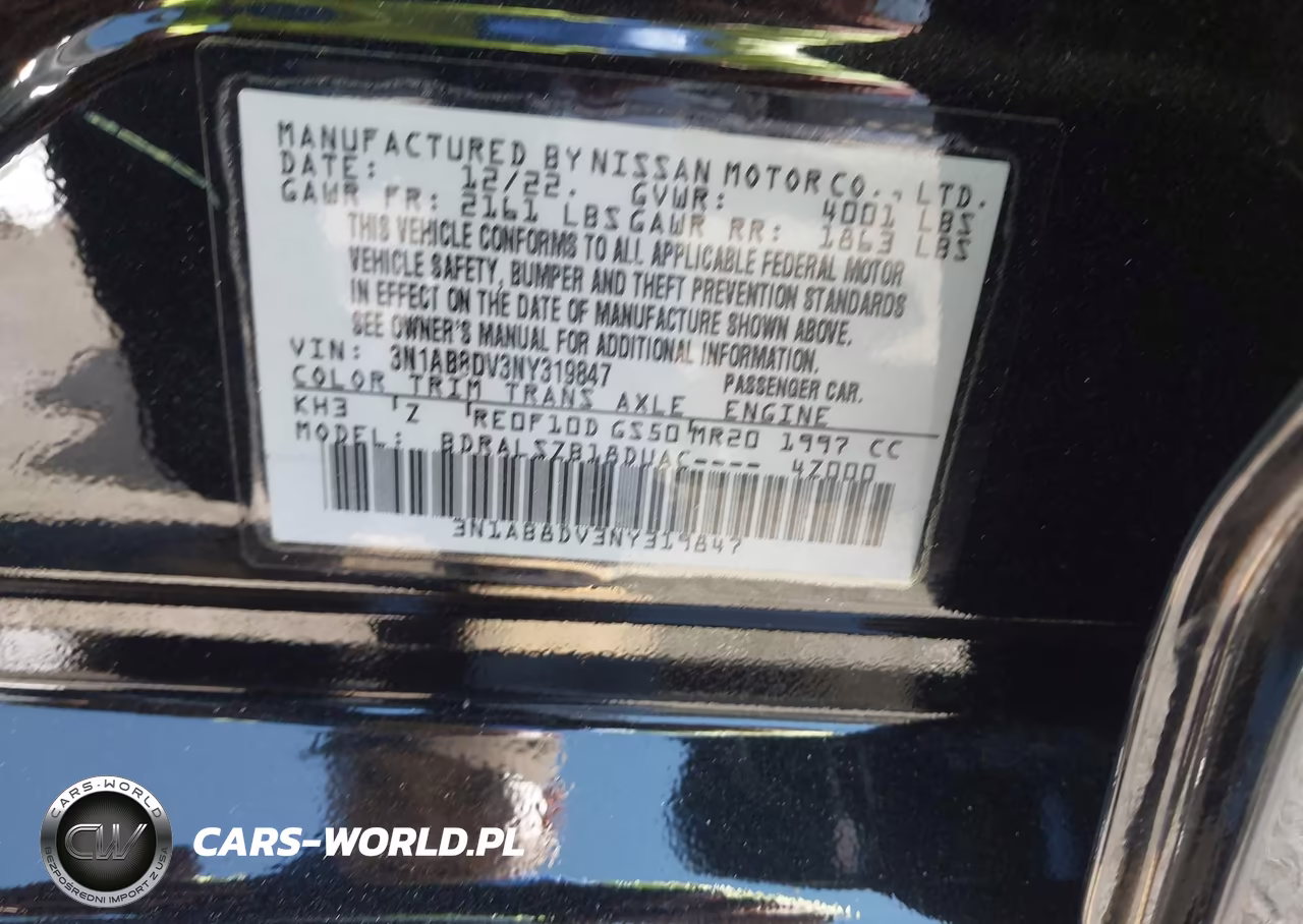 2022 Nissan Sentra Sr Xtronic Cvt VIN:3N1AB8DV3NY319847 - 9