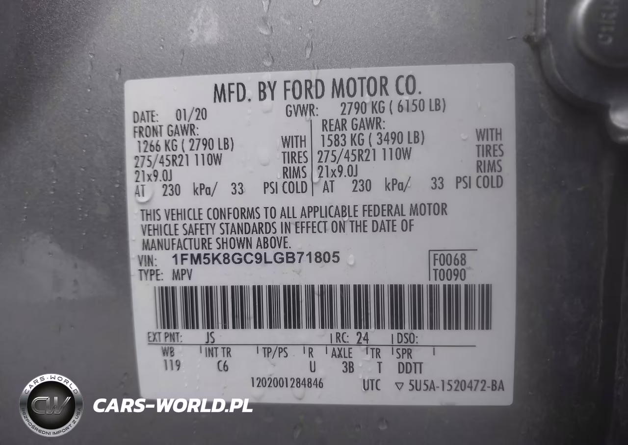 2020 Ford Explorer St VIN:1FM5K8GC9LGB71805 - 9