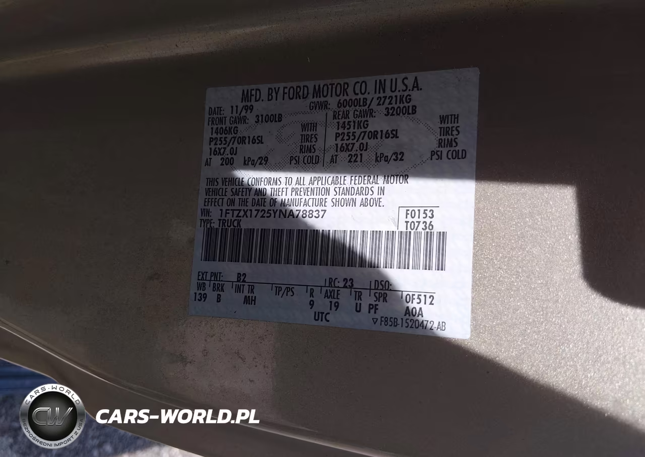 2000 Ford F-150 Work Series-Xl-Xlt VIN:1FTZX1725YNA78837 - 9