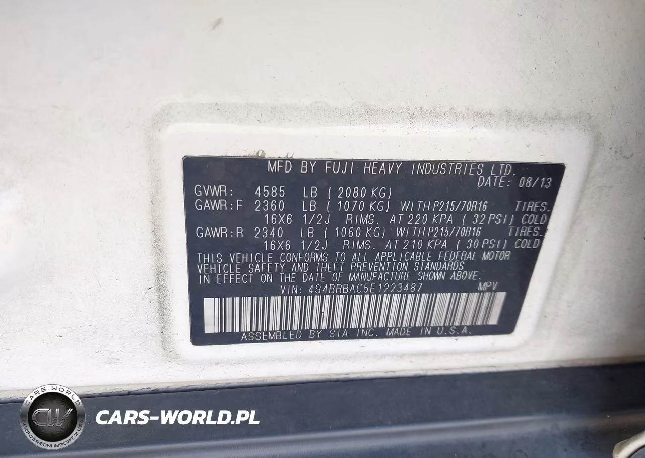 2014 Subaru Outback 2.5I VIN:4S4BRBAC5E1223487 - 9