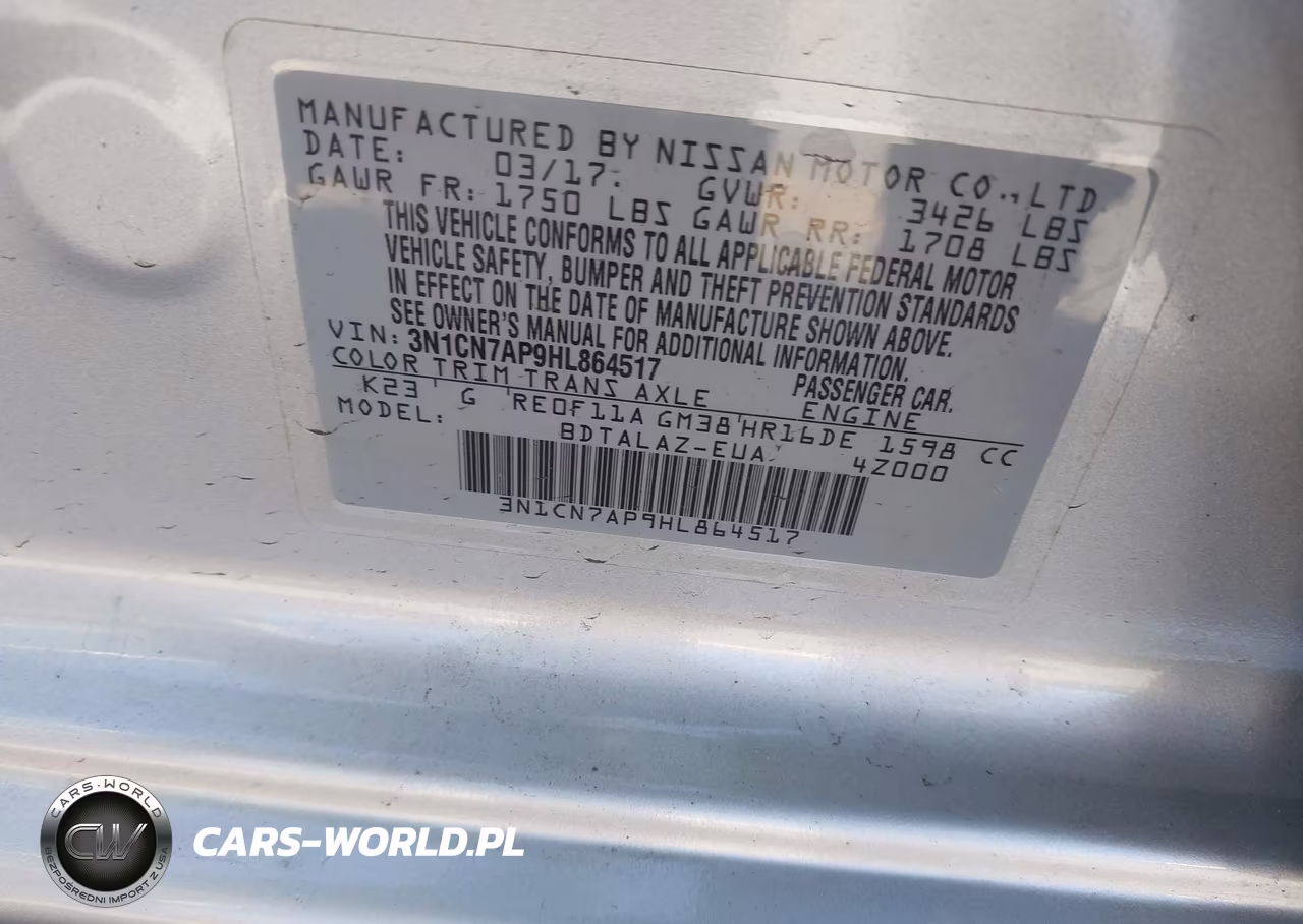 2017 Nissan Versa 1.6 S+ VIN:3N1CN7AP9HL864517 - 9