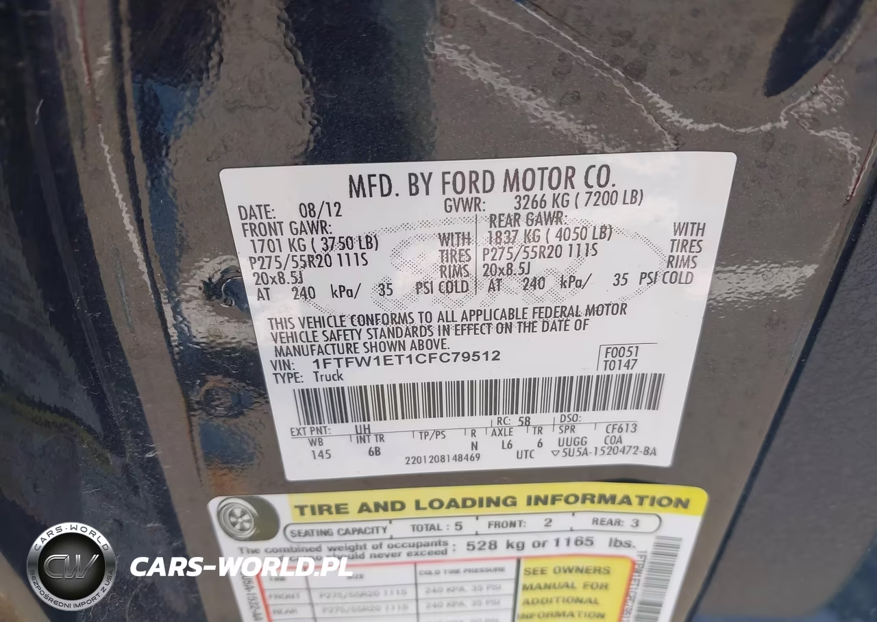 2012 Ford F-150 Fx4 VIN:1FTFW1ET1CFC79512 - 9