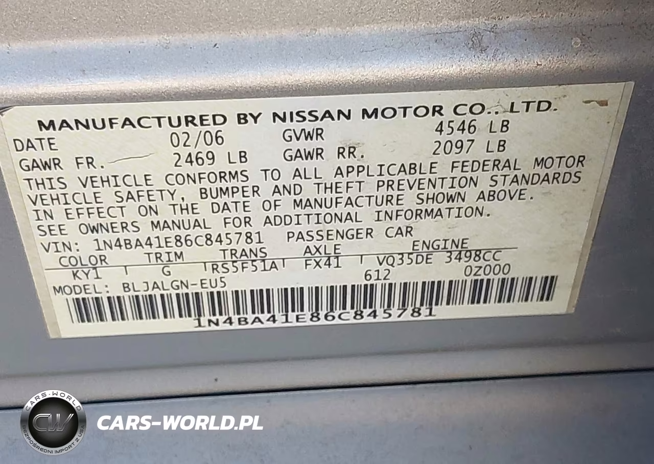 2006 Nissan Maxima 3.5 Sl VIN:1N4BA41E86C845781 - 9