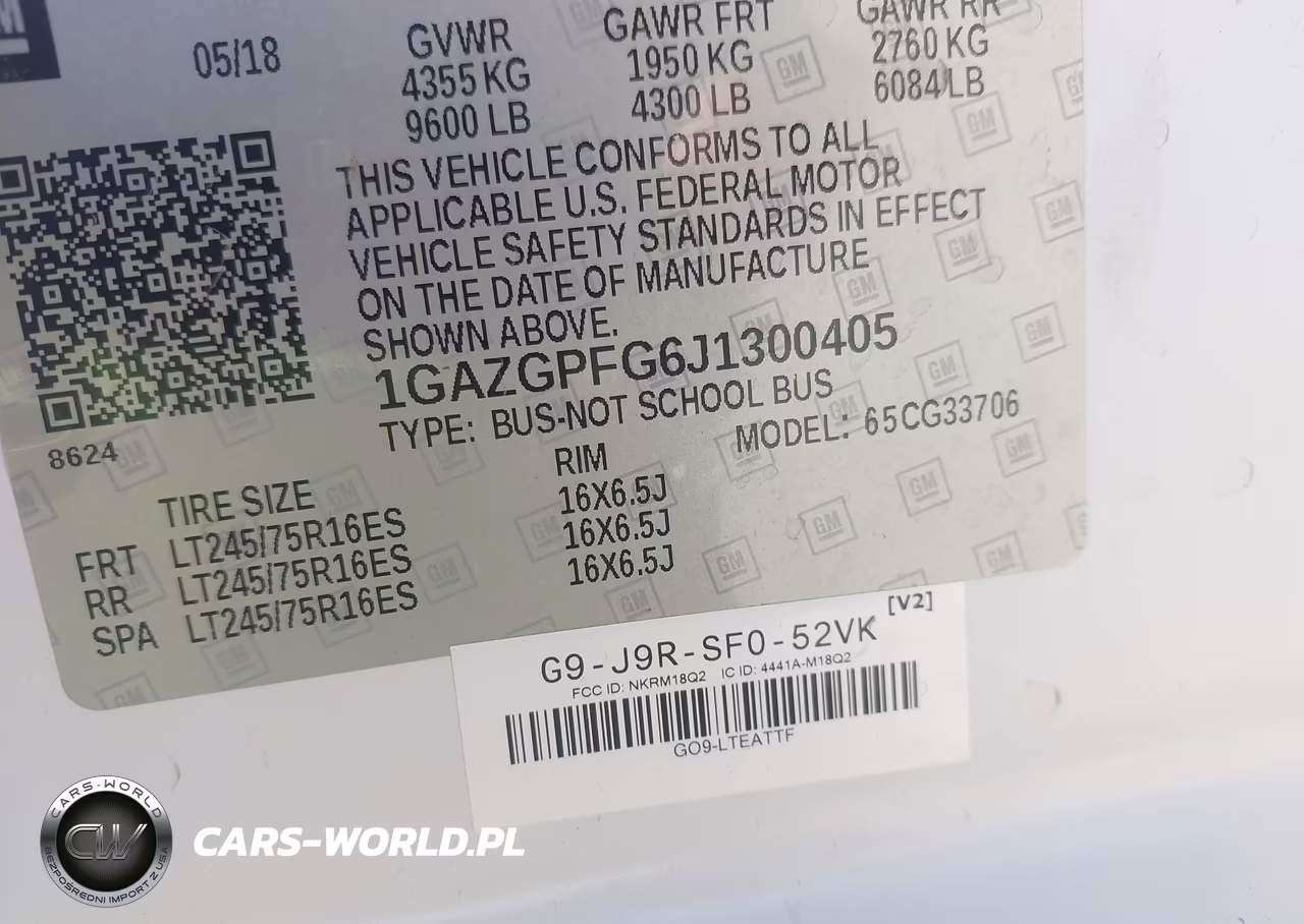 2018 Chevrolet Express 3500 Lt VIN:1GAZGPFG6J1300405 - 9