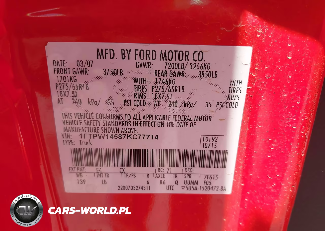 2007 Ford F-150 Fx4-Lariat-Xlt VIN:1FTPW14587KC77714 - 9