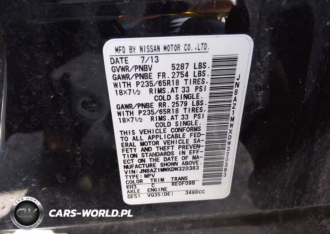 2013 Nissan Murano S VIN:JN8AZ1MWXDW320383 - 9