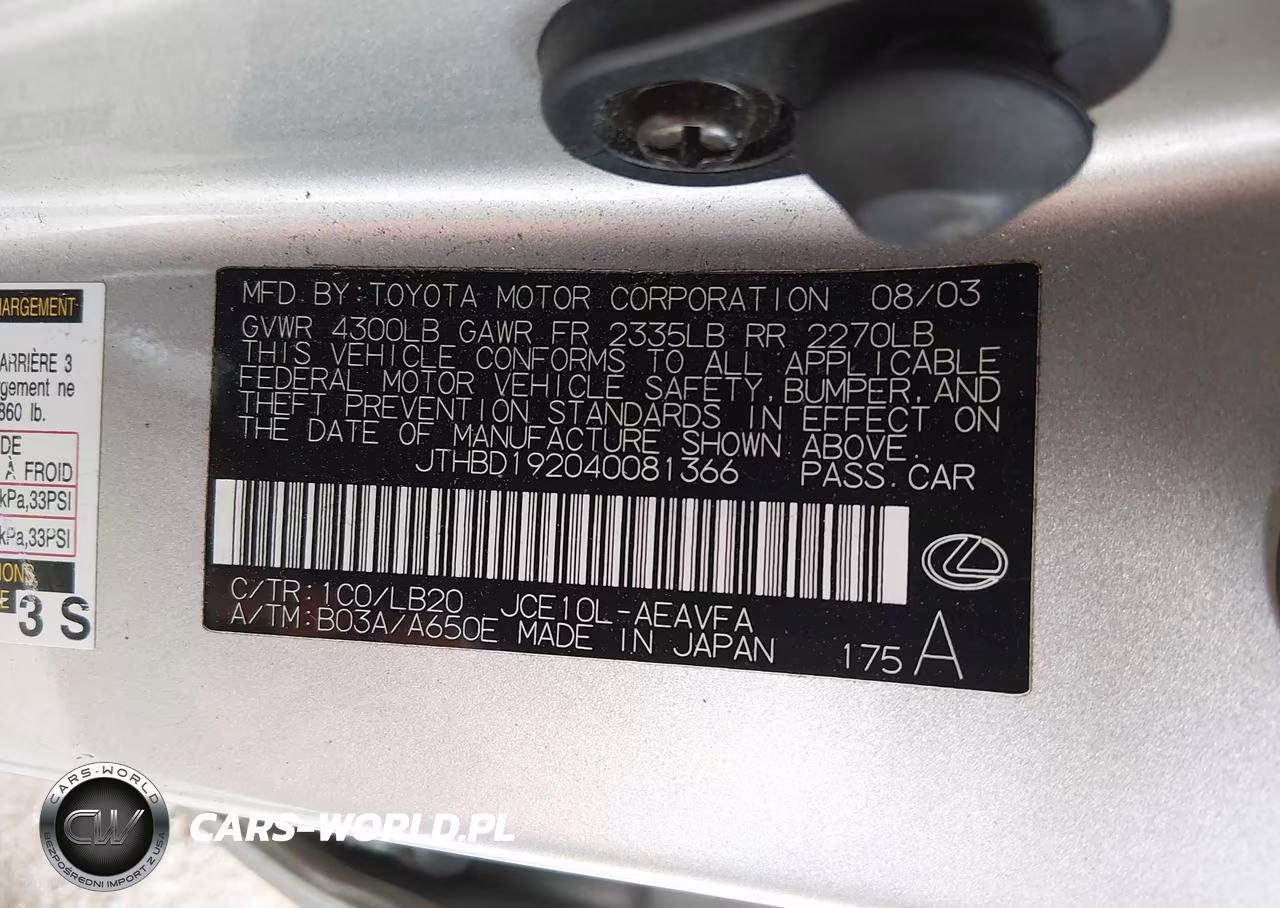 2004 Lexus Is 300 VIN:JTHBD192040081366 - 9
