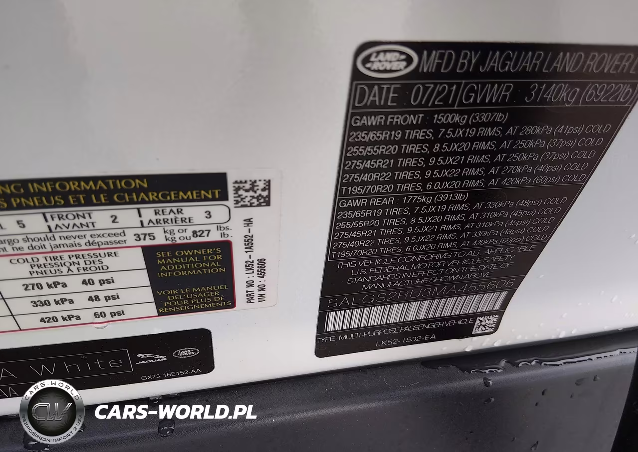 2021 Land Rover Range Rover Westminster VIN:SALGS2RU3MA455606 - 9
