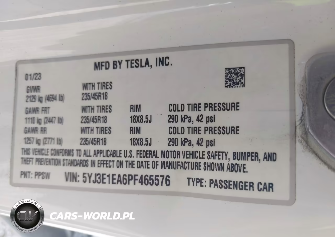2023 Tesla Model 3 Rear-Wheel Drive VIN:5YJ3E1EA6PF465576 - 9
