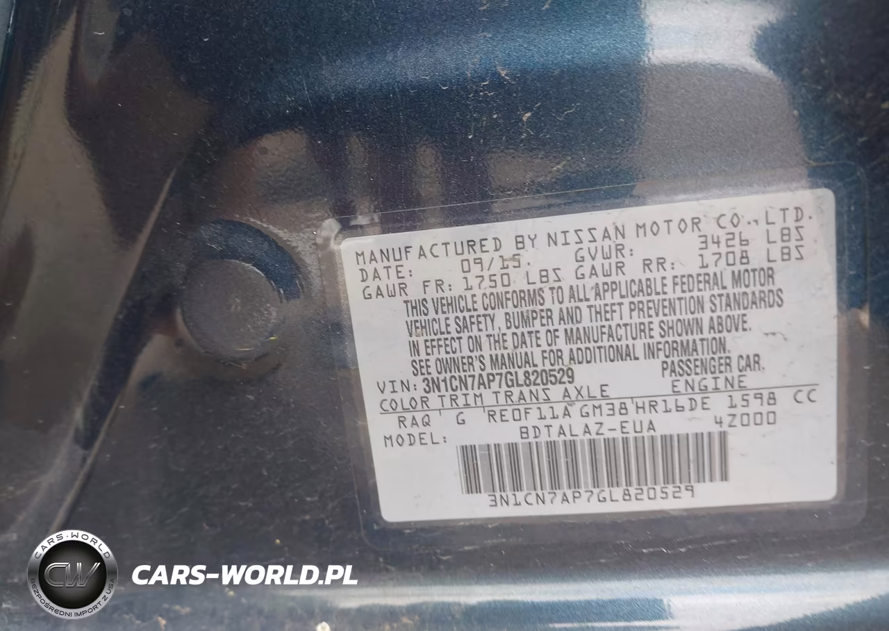 2016 Nissan Versa 1.6 S+ VIN:3N1CN7AP7GL820529 - 9