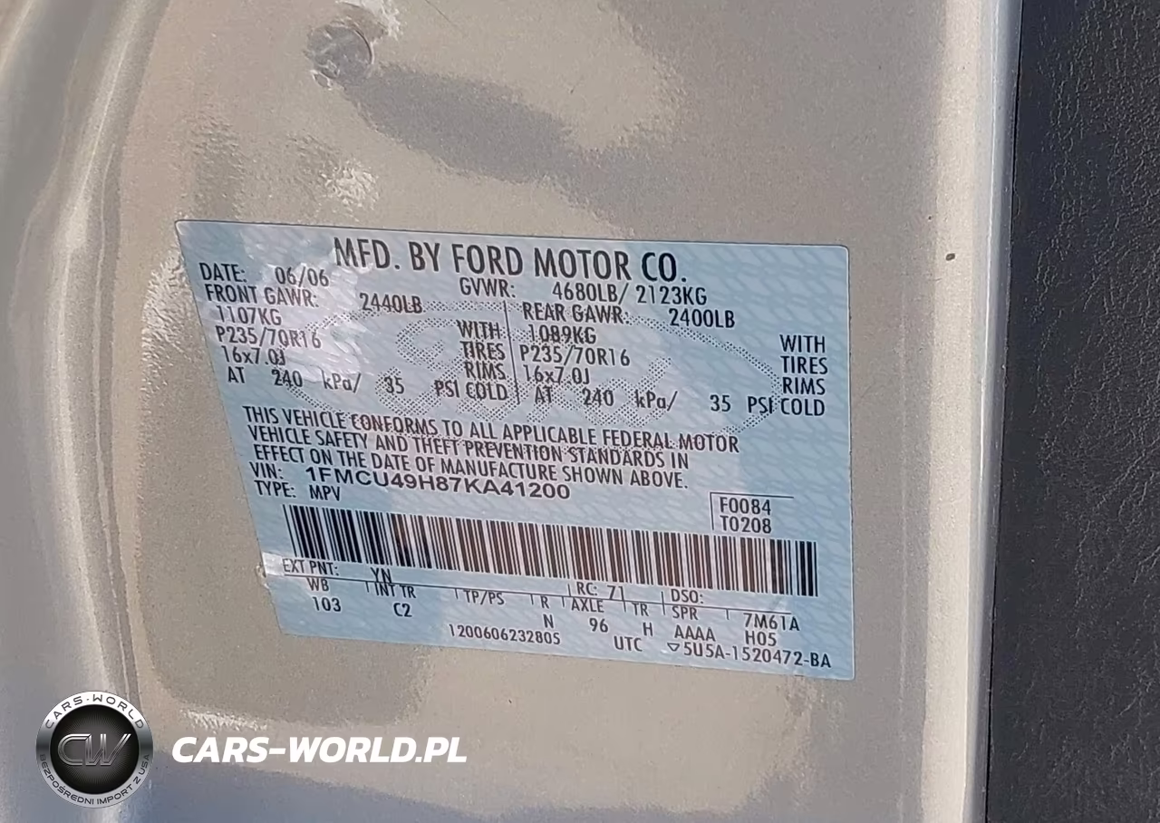 2007 Ford Escape Hybrid VIN:1FMCU49H87KA41200 - 9