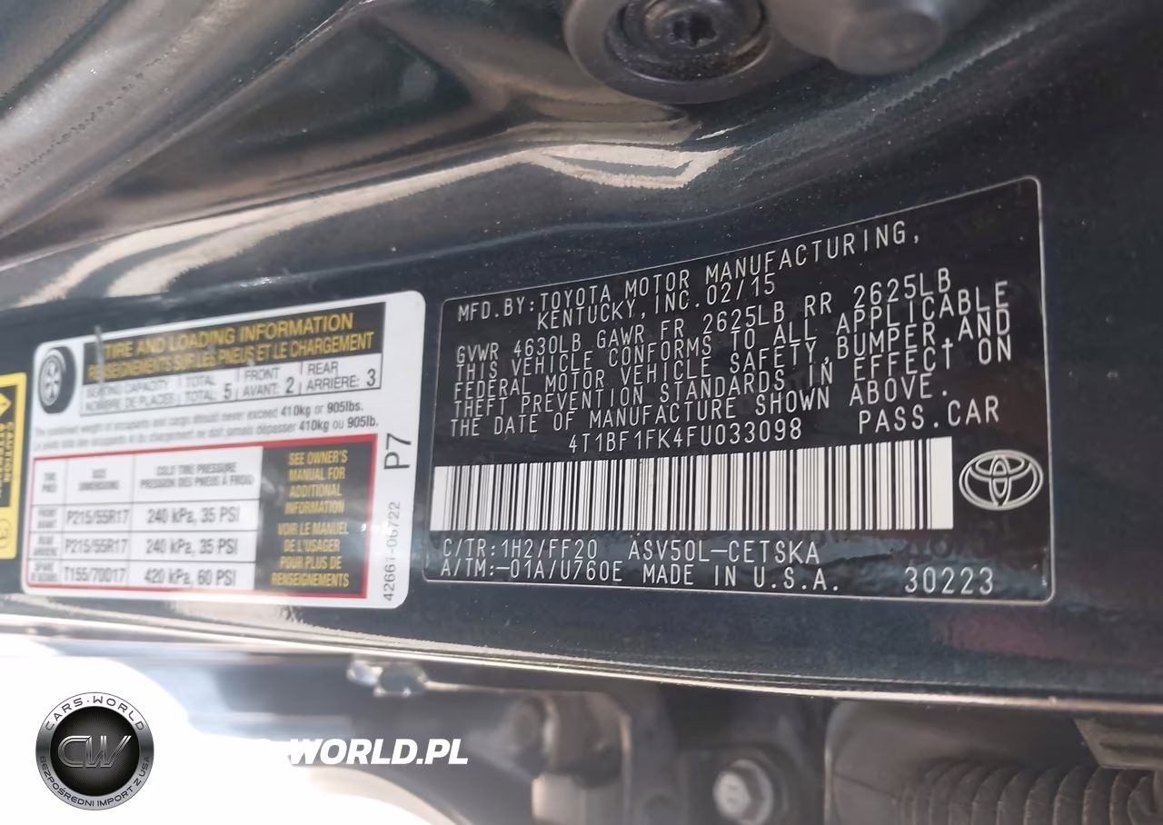 2015 Toyota Camry Se VIN:4T1BF1FK4FU033098 - 9