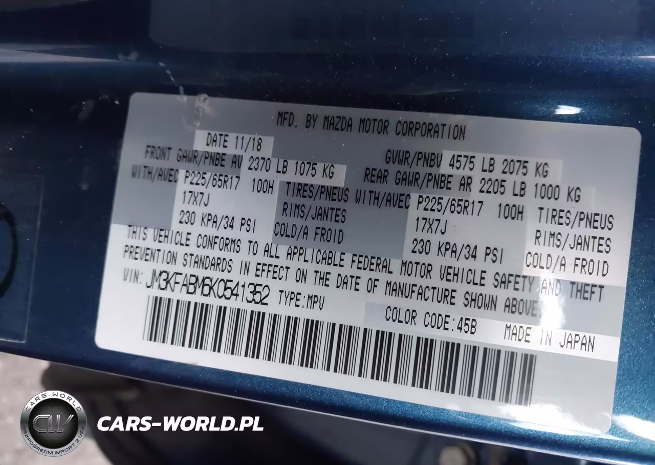 2019 Mazda Cx-5 Sport VIN:JM3KFABM6K0541352 - 9