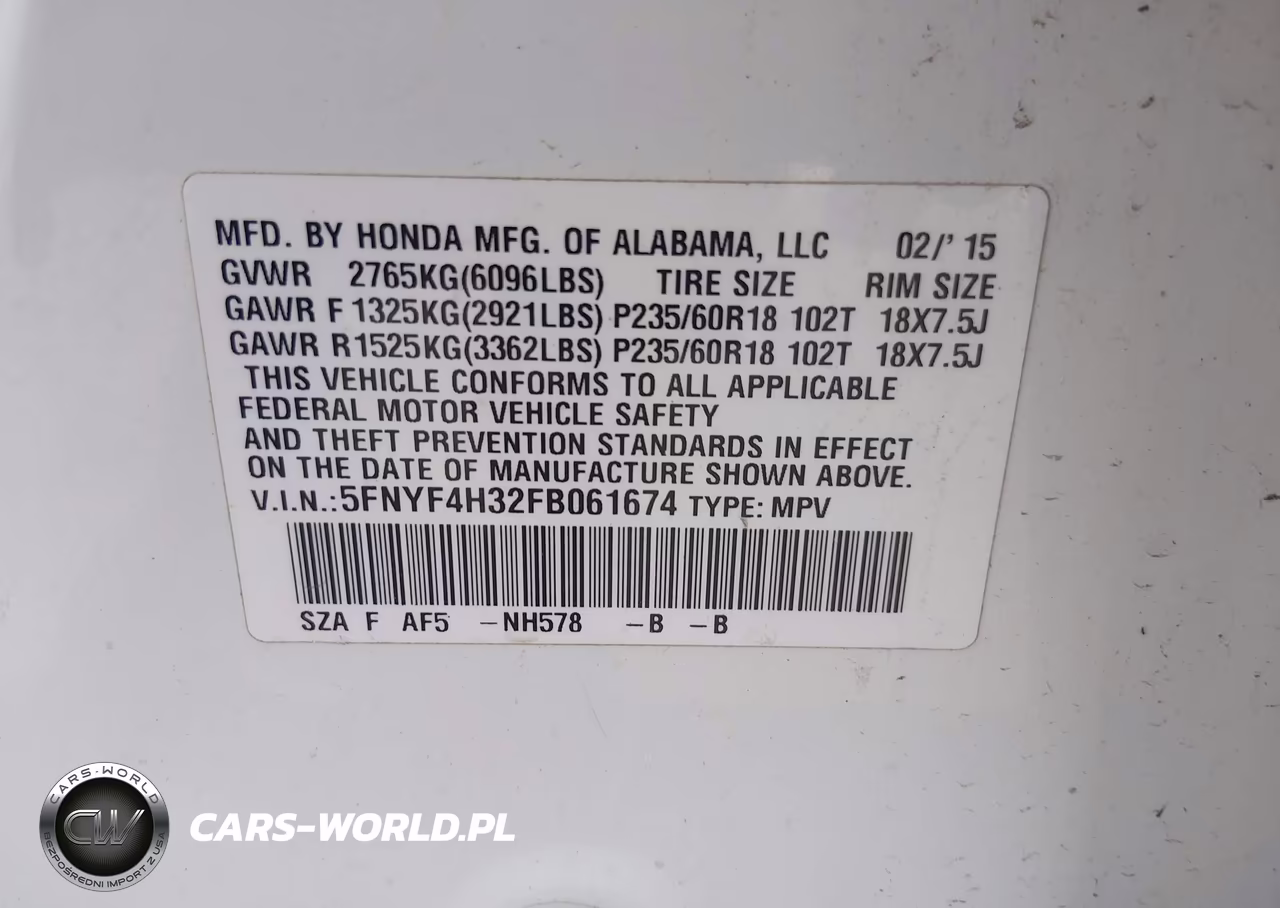 2015 Honda Pilot Se VIN:5FNYF4H32FB061674 - 9
