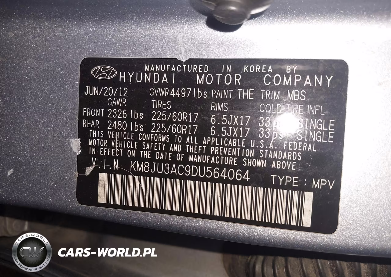 2013 Hyundai Tucson Gls VIN:KM8JU3AC9DU564064 - 9