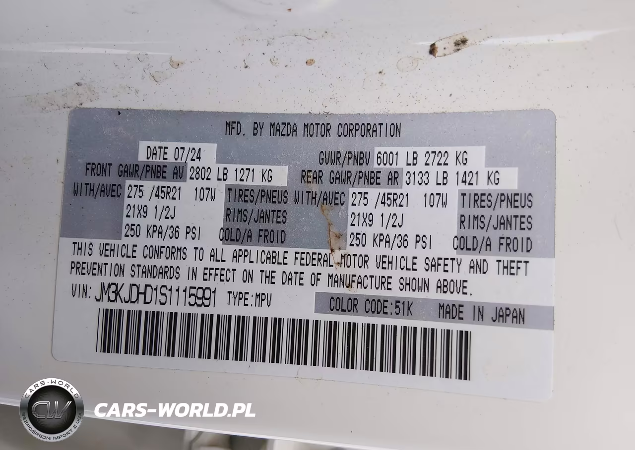2025 Mazda Cx-70 3.3 Turbo Premium Package VIN:JM3KJDHD1S1115991 - 9