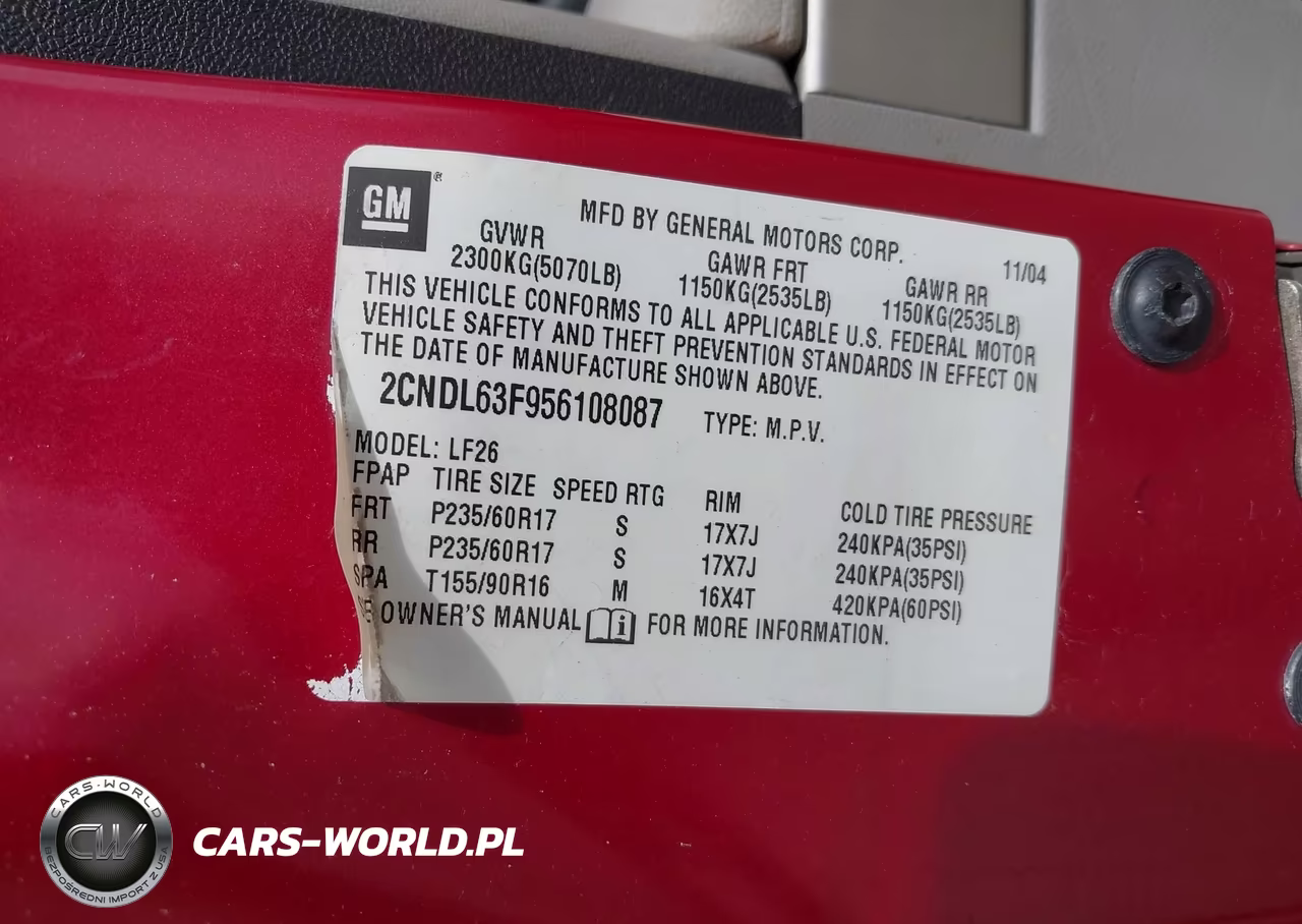 2005 Chevrolet Equinox Lt VIN:2CNDL63F956108087 - 9