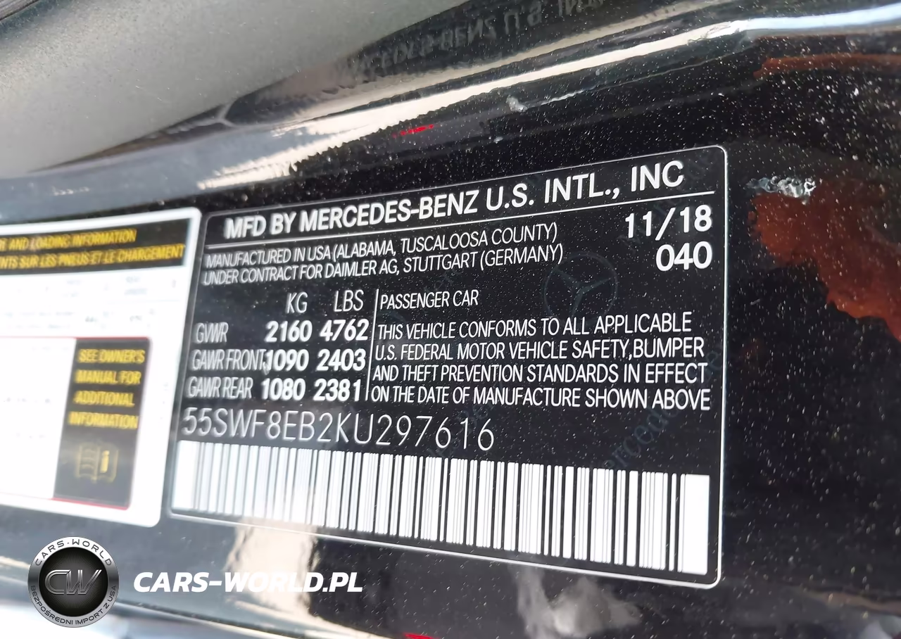 2019 Mercedes-Benz C 300 4Matic VIN:55SWF8EB2KU297616 - 9