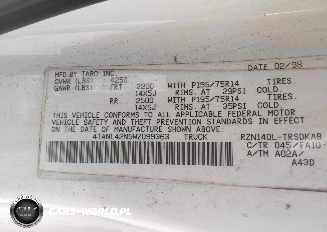 1998 Toyota Tacoma VIN:4TANL42N5WZ099363 - 9