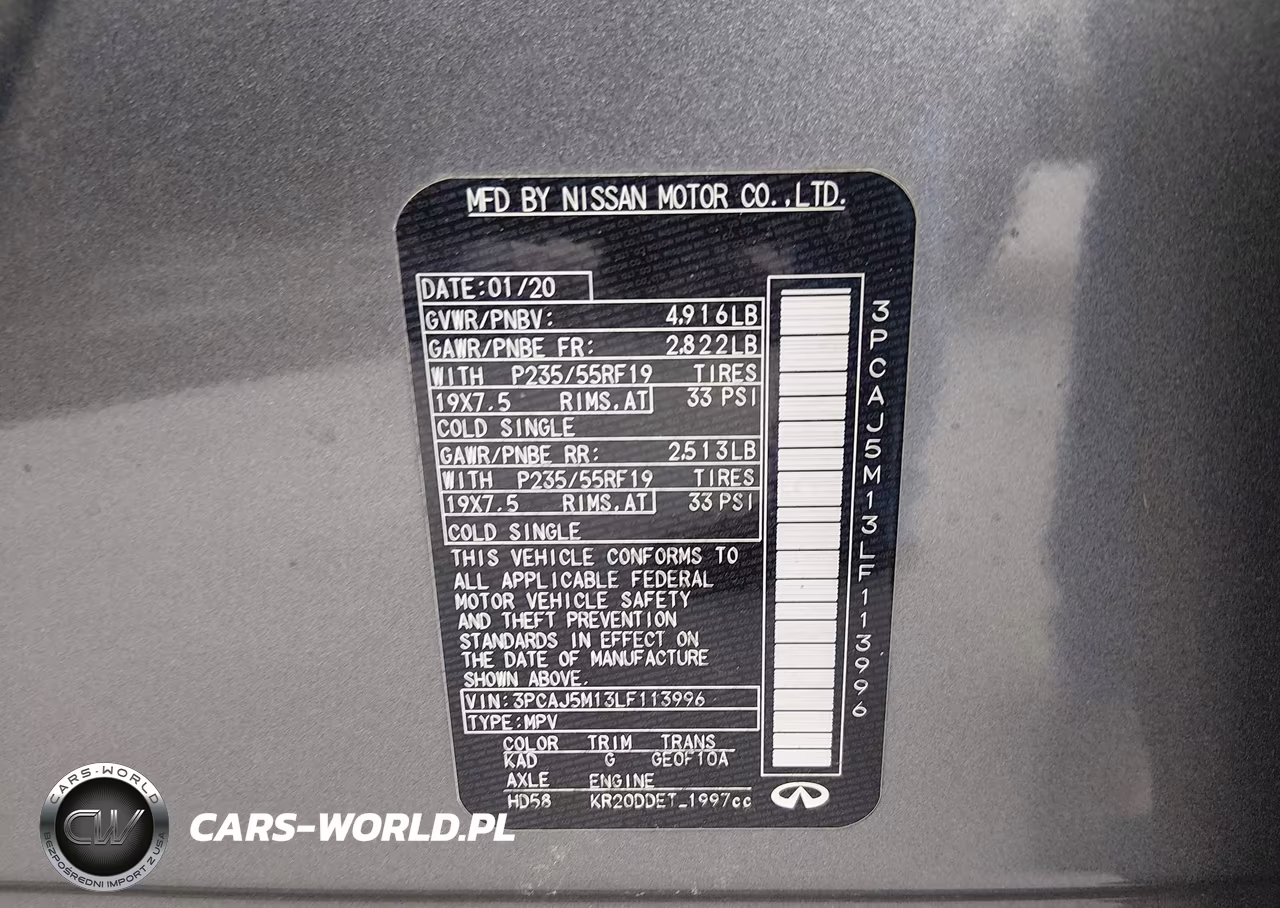 2020 Infiniti Qx50 Luxe VIN:3PCAJ5M13LF113996 - 9
