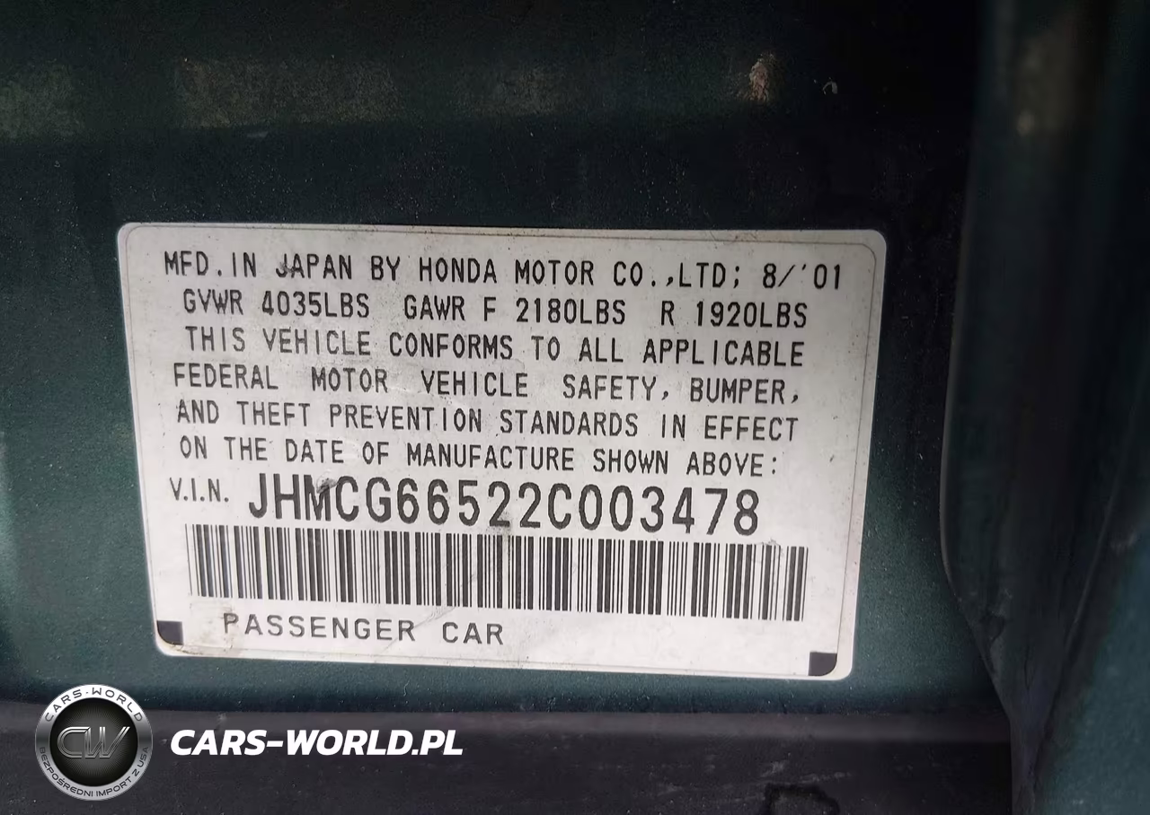 2002 Honda Accord 2.3 Lx VIN:JHMCG66522C003478 - 9