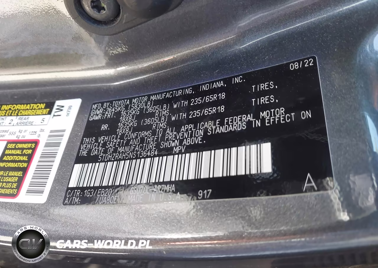 2022 Toyota Highlander Xle VIN:5TDHZRAH5NS136484 - 9