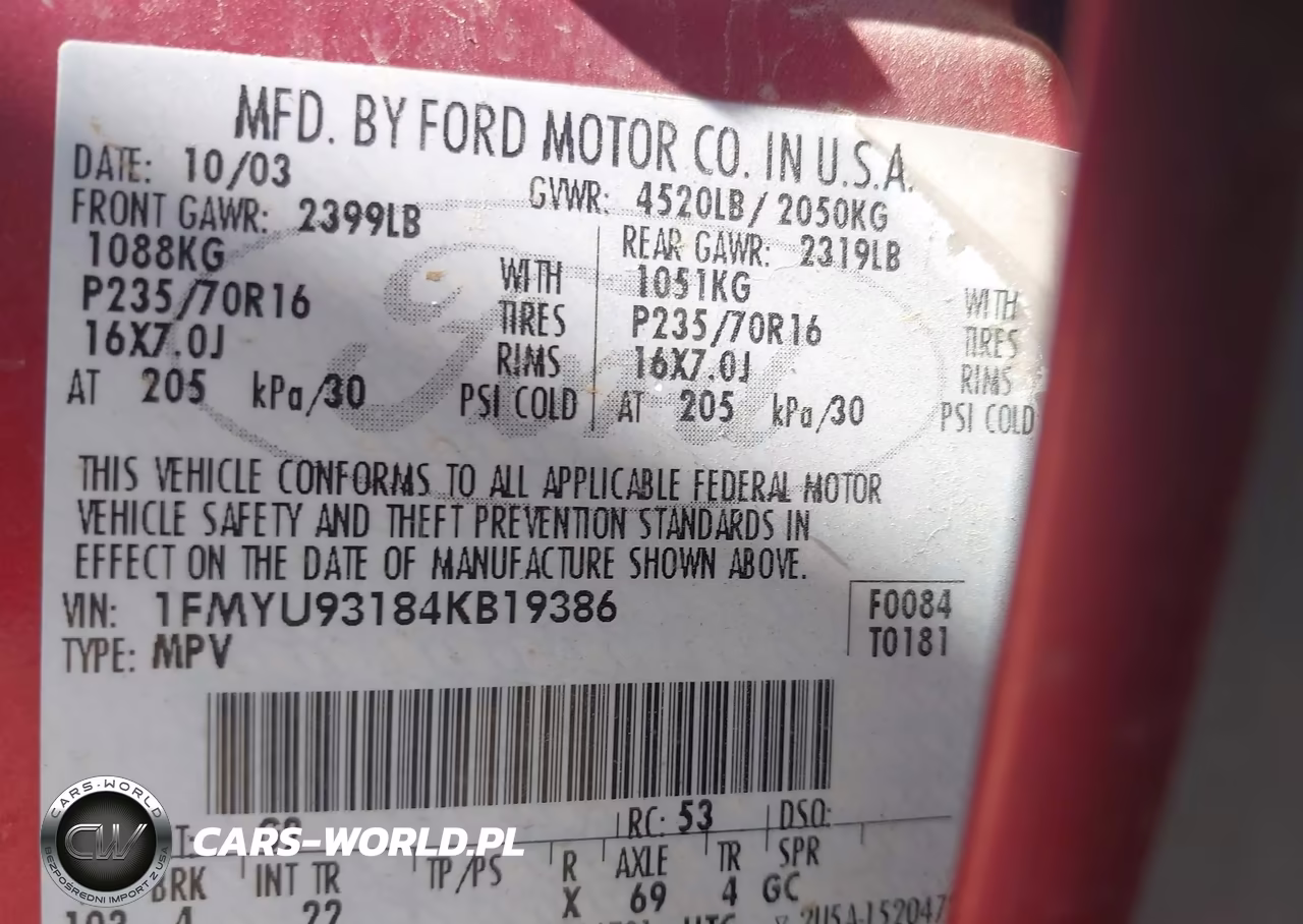 2004 Ford Escape Xlt VIN:1FMYU93184KB19386 - 9