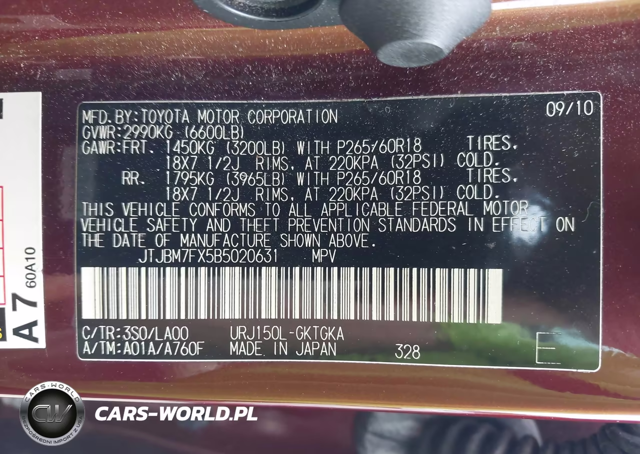 2011 Lexus Gx 460 VIN:JTJBM7FX5B5020631 - 9