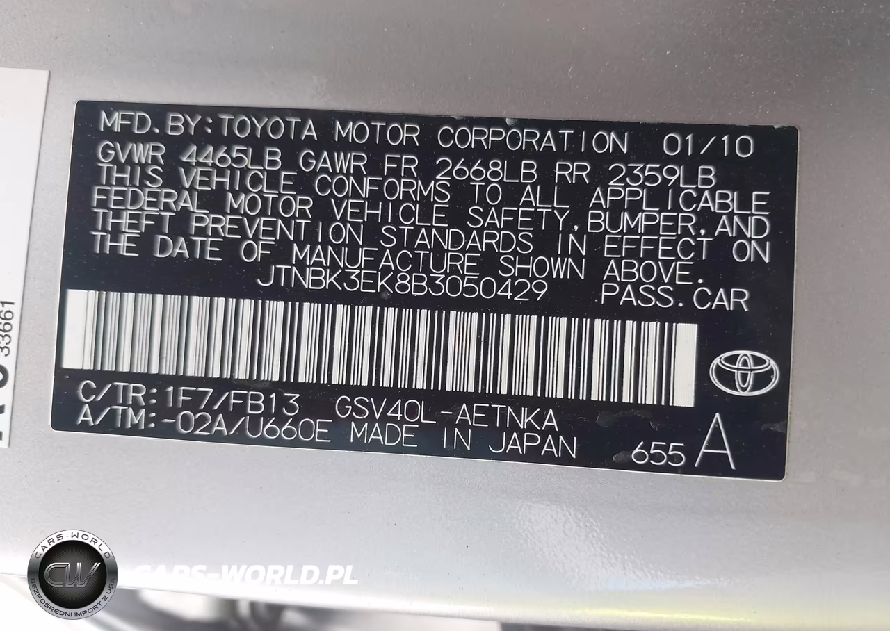 2011 Toyota Camry Le V6 VIN:JTNBK3EK8B3050429 - 9