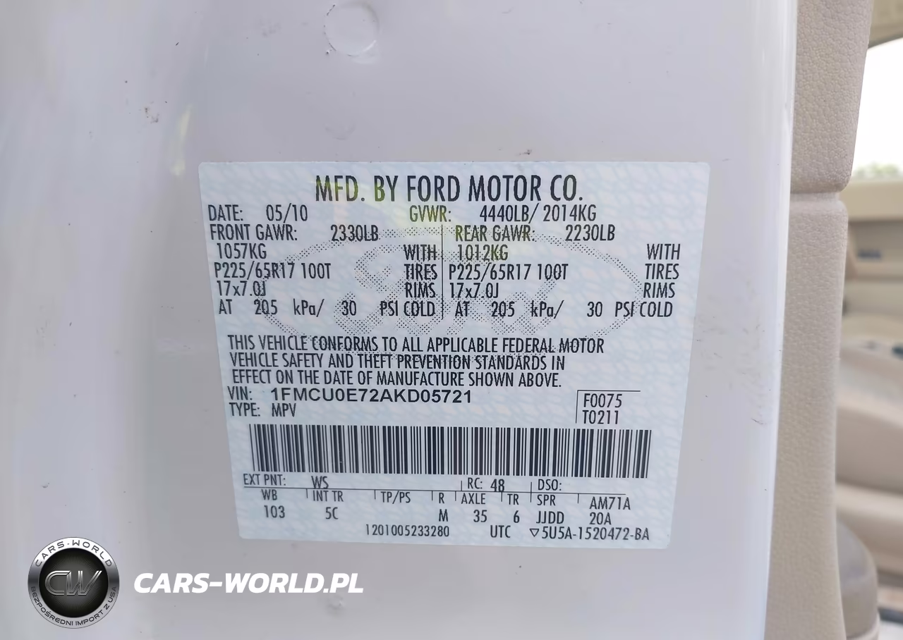 2010 Ford Escape Limited VIN:1FMCU0E72AKD05721 - 9