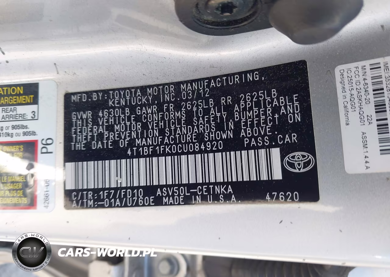 2012 Toyota Camry Le VIN:4T1BF1FK0CU084920 - 9