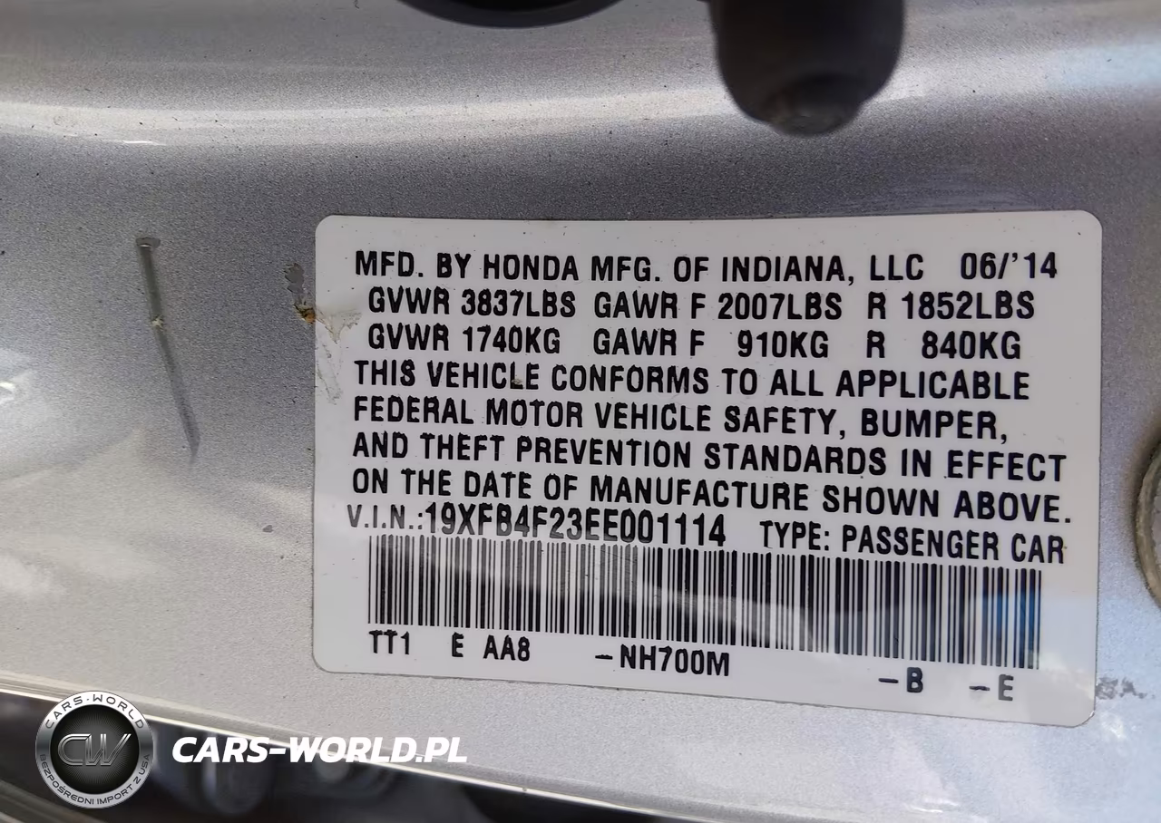2014 Honda Civic Hybrid VIN:19XFB4F23EE001114 - 9
