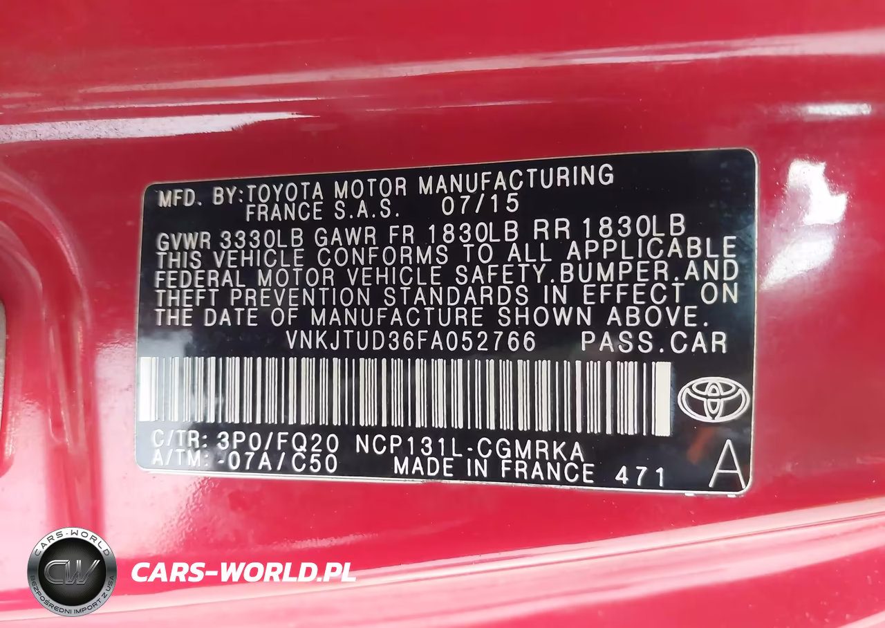 2015 Toyota Yaris L VIN:VNKJTUD36FA052766 - 9
