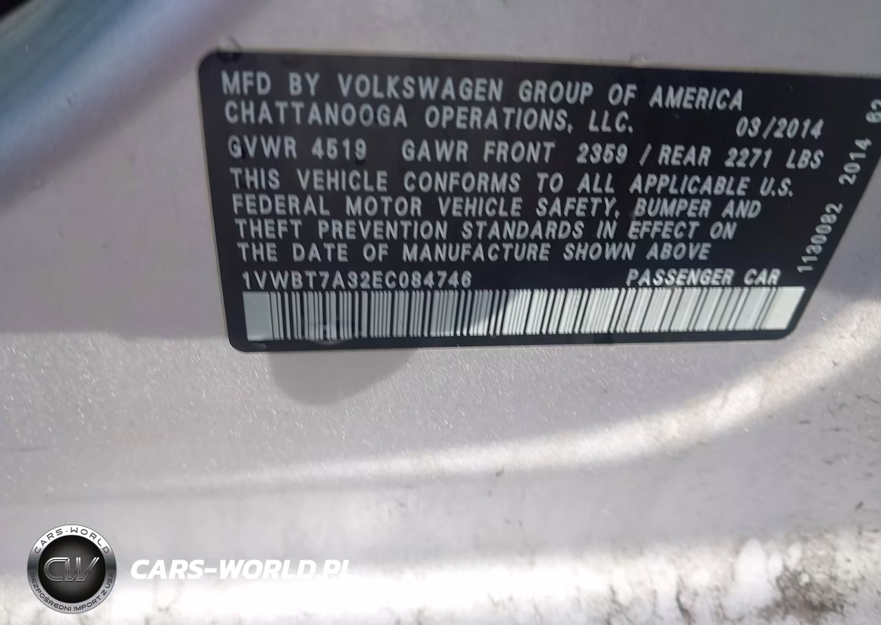 2014 Volkswagen Passat 1.8T Se VIN:1VWBT7A32EC084746 - 9