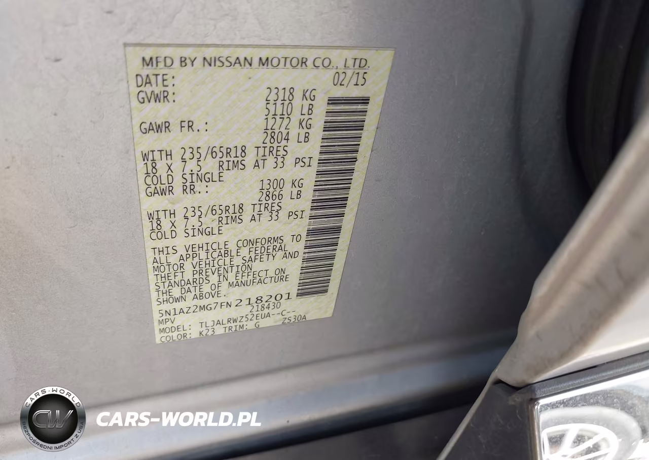 2015 Nissan Murano Sl VIN:5N1AZ2MG7FN218201 - 9