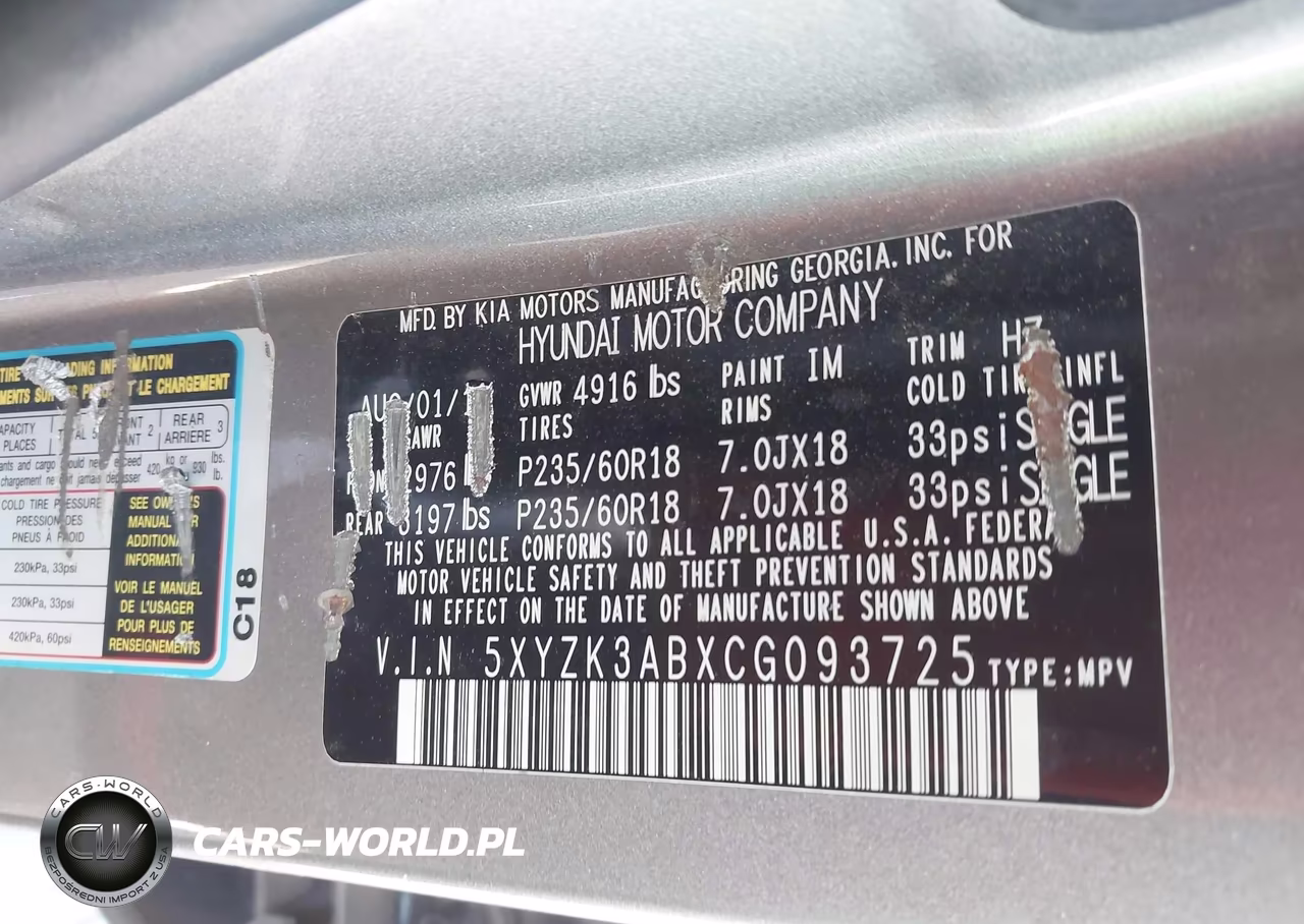 2012 Hyundai Santa Fe Limited VIN:5XYZK3ABXCG093725 - 9