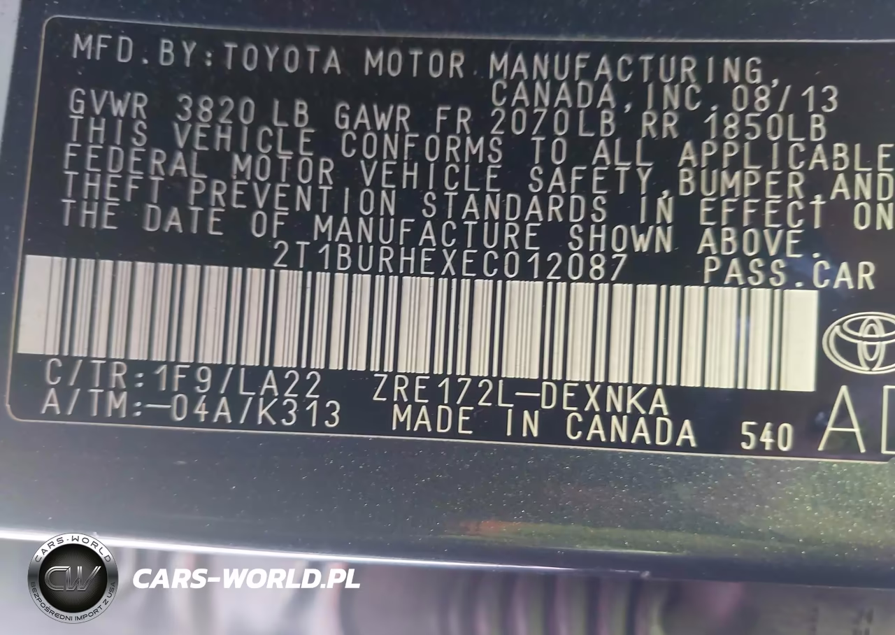2014 Toyota Corolla Le Premium VIN:2T1BURHEXEC012087 - 9
